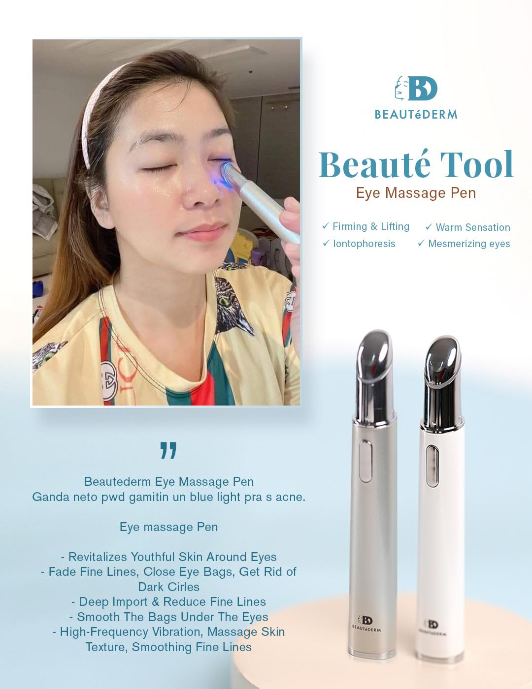Anti-aging Eye Massager Pen for Dark Circles, Puffiness, and Wrinkles FREE Eye Balm Dor