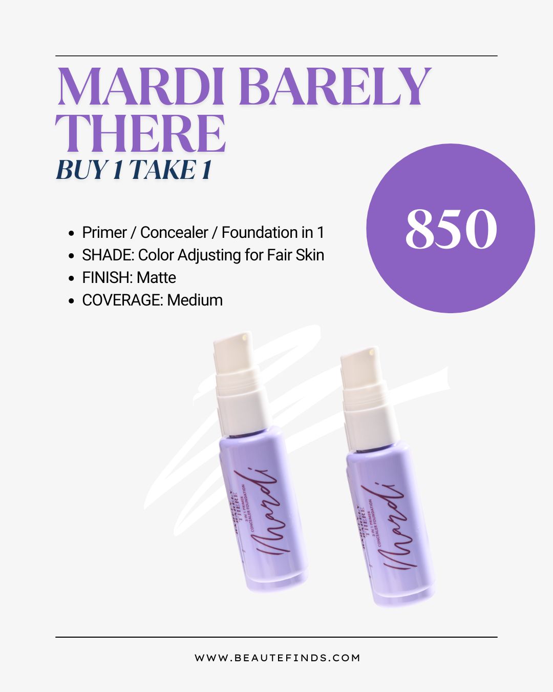 Buy 1 Take 1 Mardi Barely There 3-in-1 Liquid Foundation 30ml SPF 30