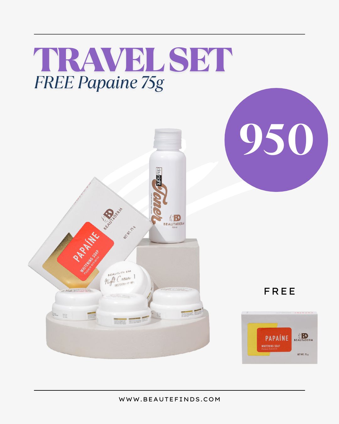 Beautederm Travel Set with Free Papaine 75g
