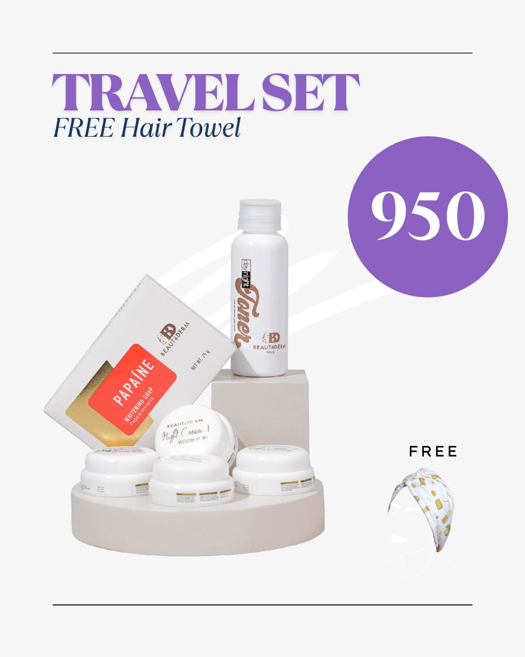 Beautederm Travel Set with Free Hair Towel