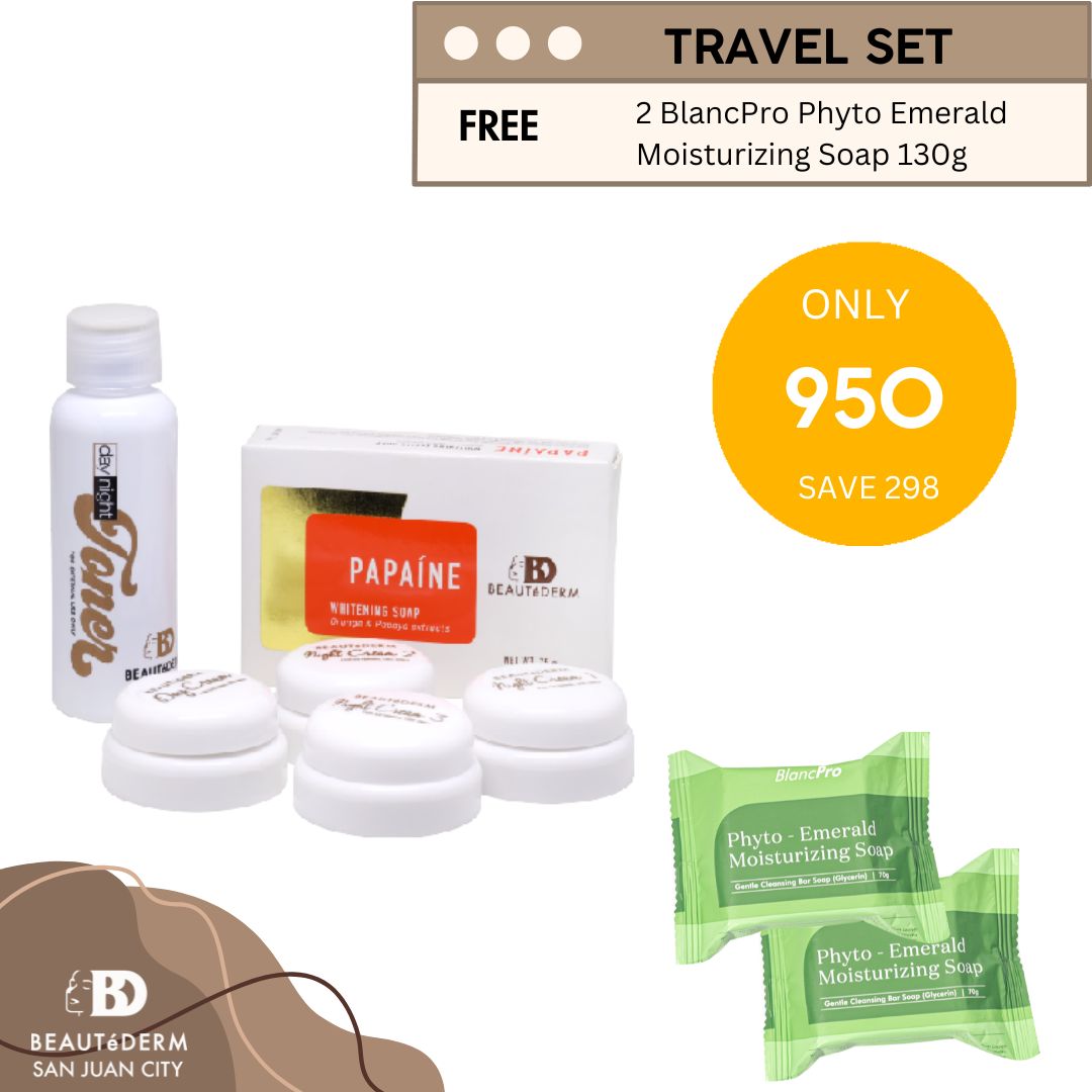 Beautederm Travel Set with Free 2 BlancPro Phyto-Emerald Moisturizing Soap 130g