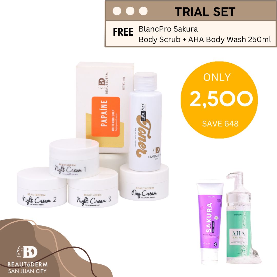 Beautederm Trial Set with Free BlancPro Sakura Scrub and AHA Body Wash 250ml