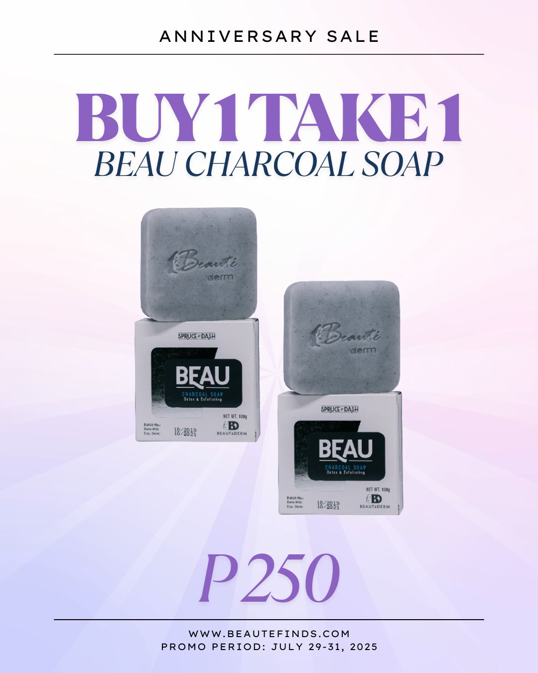 Buy 1 Take 1 Beau Charcoal Soap 100g