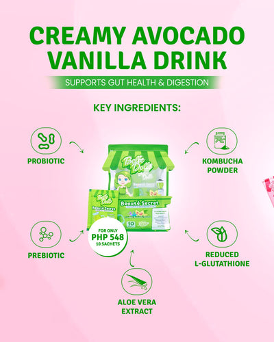 Bundle 5: Avocado Vanilla Glutathione and Probiotic Juice Drink + Zero Filter Sunscreen Mist + Vitamin C