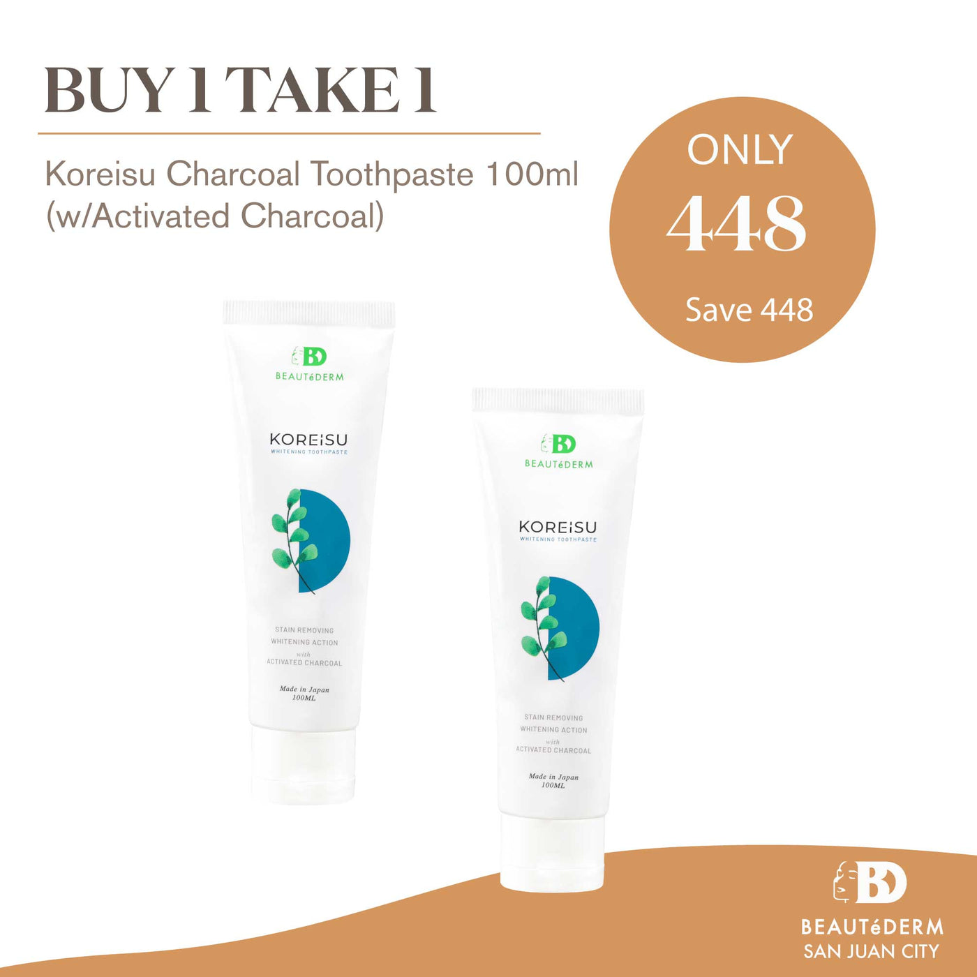 Buy 1 Take 1 Koreisu Toothpaste (Fluoride Free) - Family Toothpaste / Charcoal Whitening Toothpaste 100g