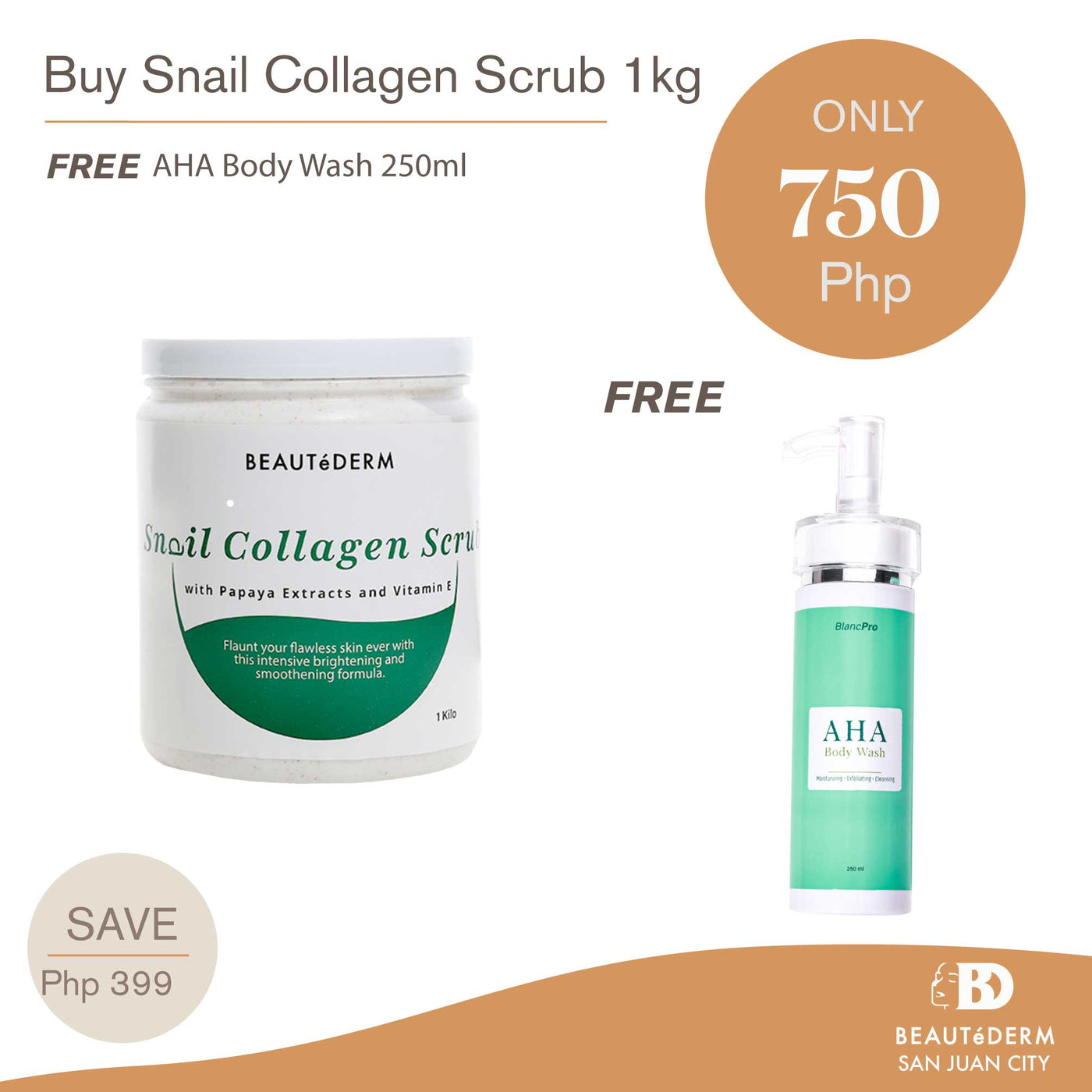 Snail Collagen Body Scrub with Papaya Extracts, Vitamin E, and Shea Butter