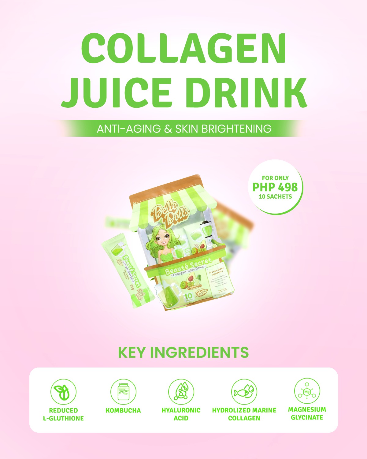 Bundle 2: Kiwi Avocado Collagen Drink + Zero Filter Sunscreen Mist + Vitamin C