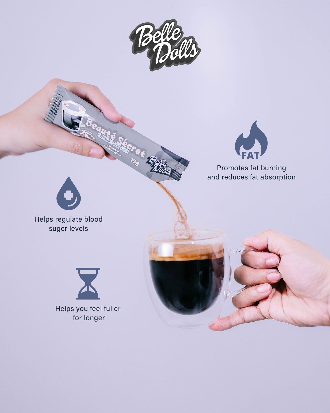 Belle Dolls Premium Black Coffee (Decaf) - 10 Sachets