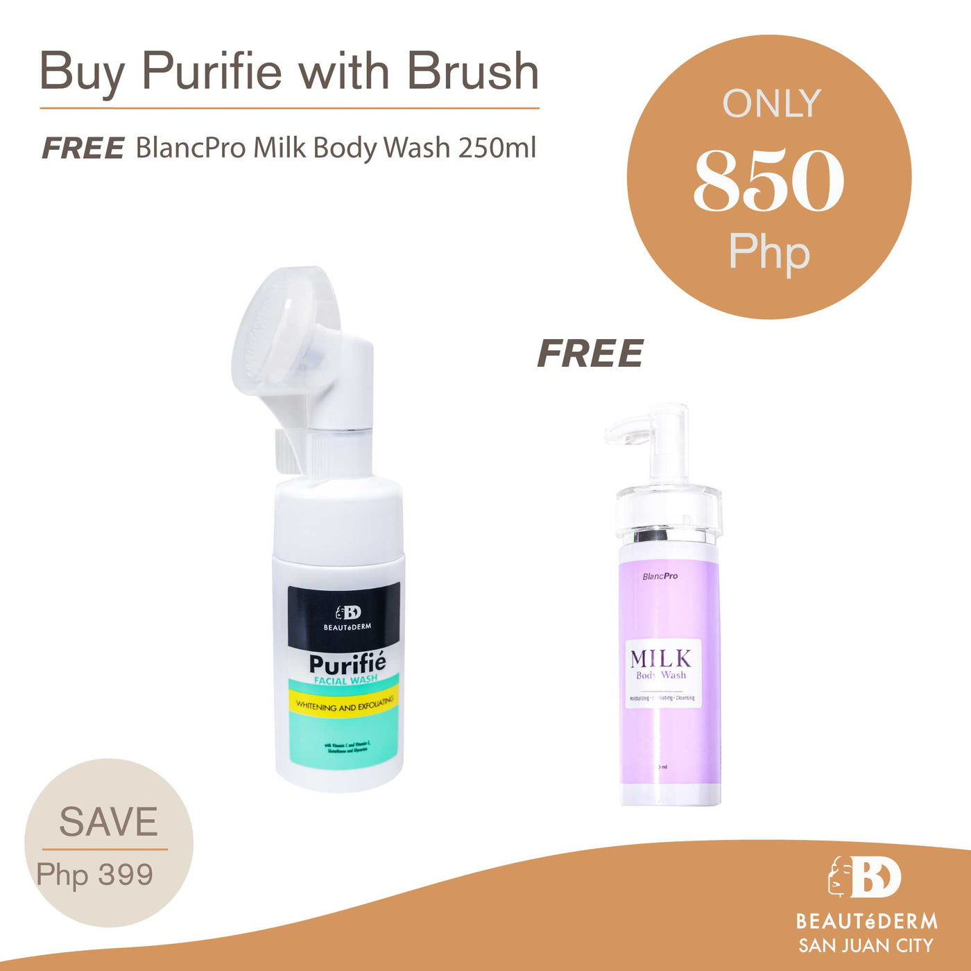 BUY Purifie Facial Wash with Brush, Free BlancPro Milk Body Wash 250ml