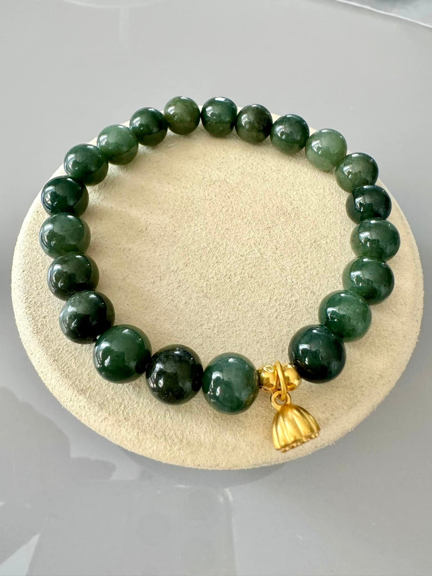 JEWELRY: Real Jade with 24k Gold Lotus Flower