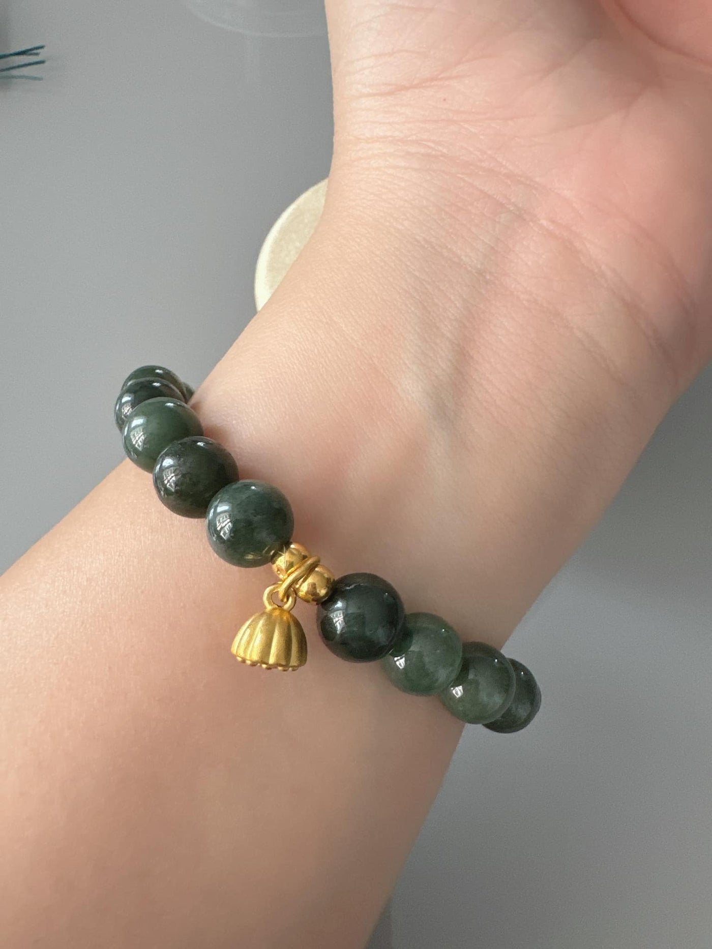 JEWELRY: Real Jade with 24k Gold Lotus Flower