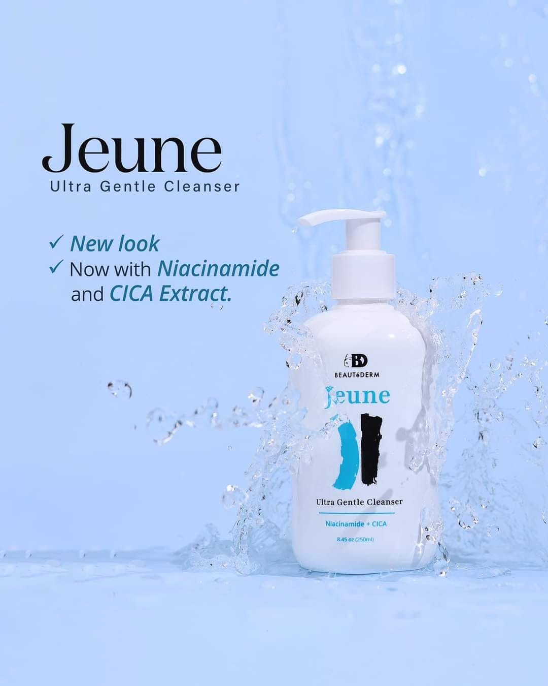 New and Improved Jeune Total Face and Body Cleanser 250ml with Niaciamide and CiCA