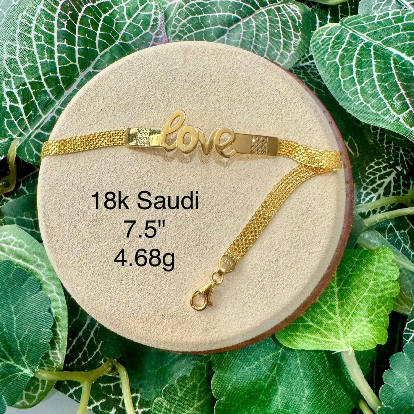 JEWELRY: 18k Saudi Gold Love Bracelet 4.68g