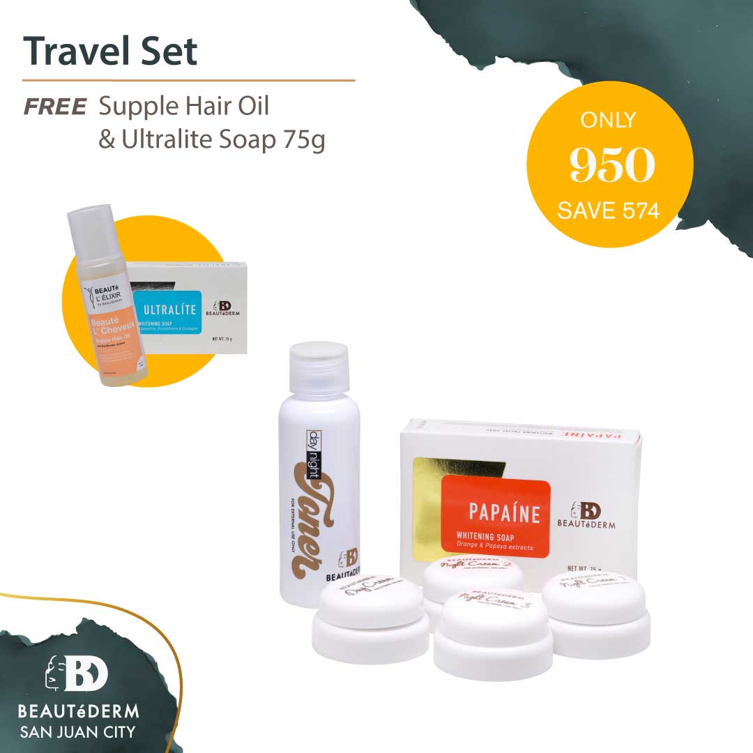 Beautederm Travel Set with Free Supple Hair Oil & Ultralite Soap 75g