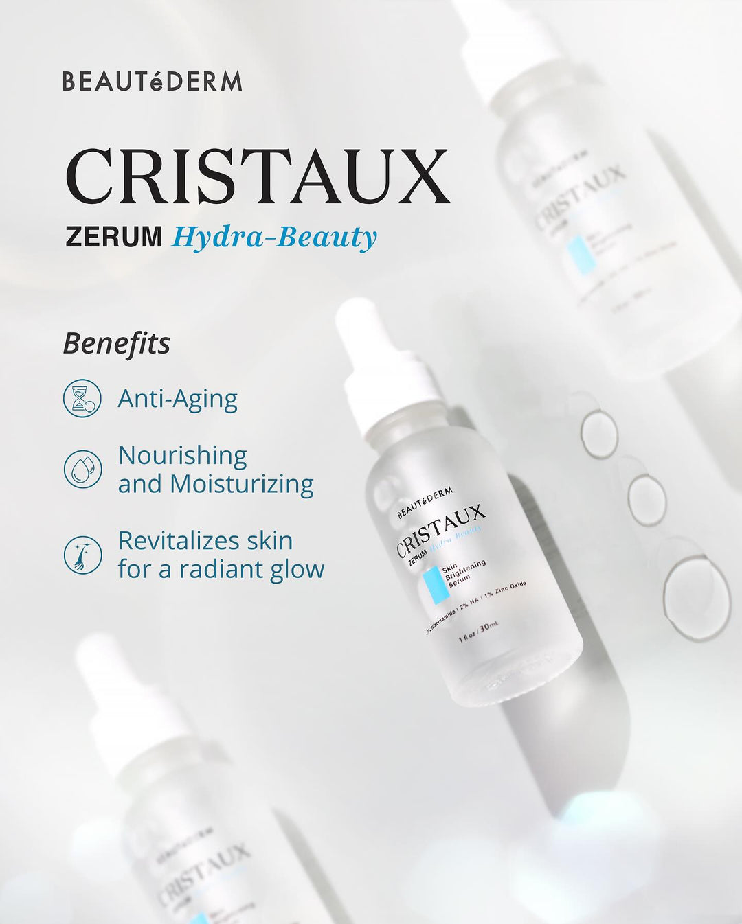 Cristaux Zerum Hydra-Beauty Skin Brightening Serum 30ml Free Day