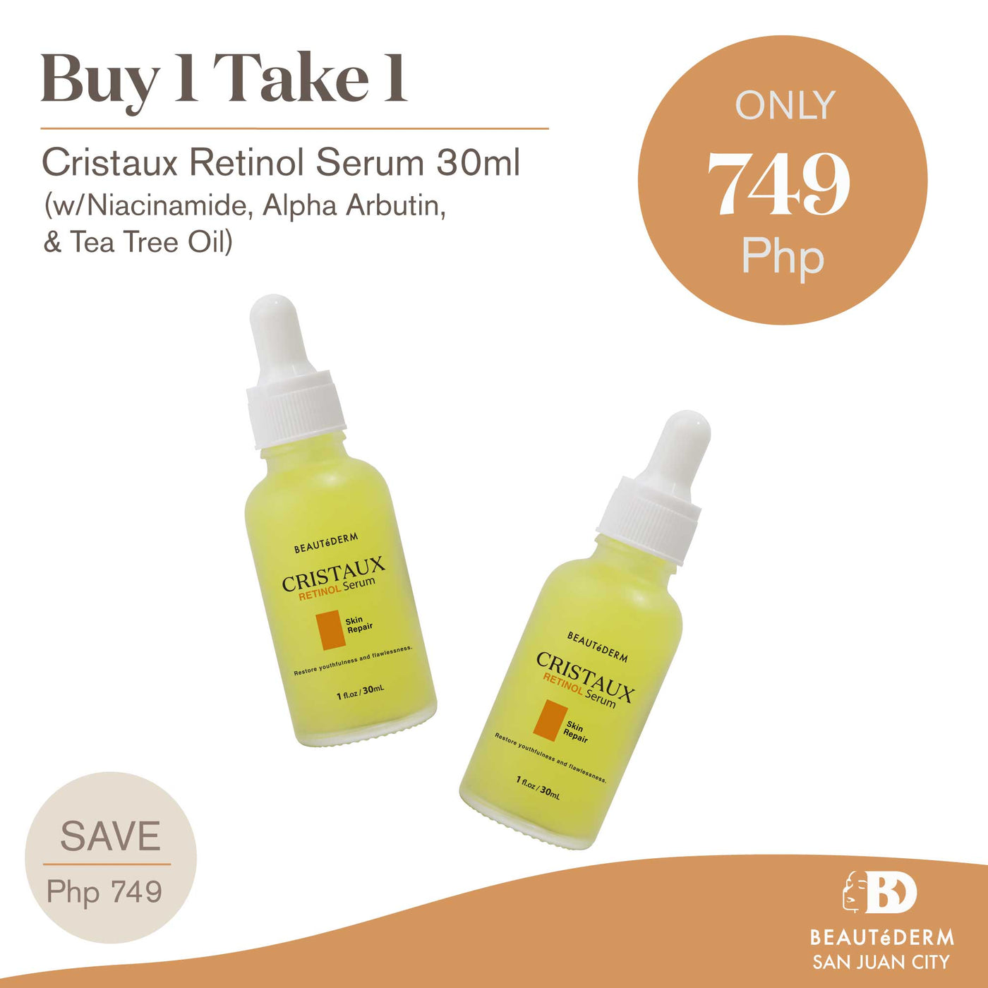 Buy 1 Take 1 Cristaux Retinol Serum Skin Repair 30ml