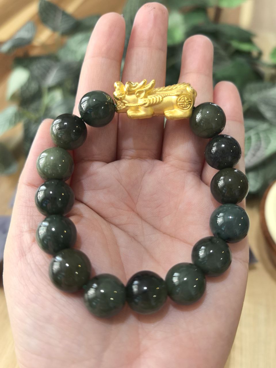 JEWELRY: 24k Gold Piyao Jade Crystals (Men's Bracelet)