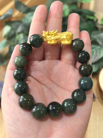 JEWELRY: 24k Gold Piyao Jade Crystals (Men's Bracelet)