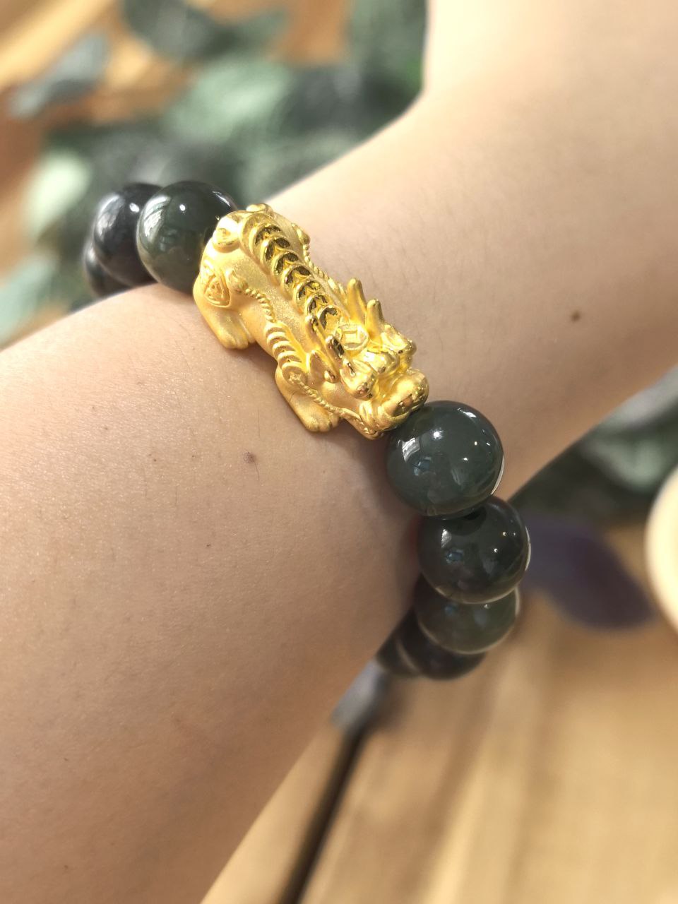 JEWELRY: 24k Gold Piyao Jade Crystals (Men's Bracelet)