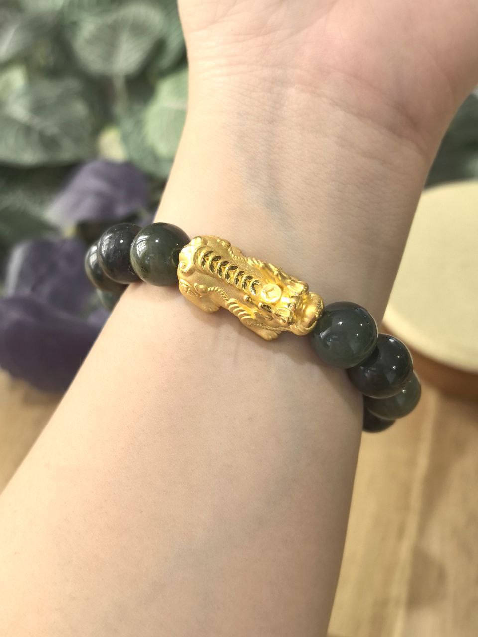 JEWELRY: 24k Gold Piyao Jade Crystals (Men's Bracelet)