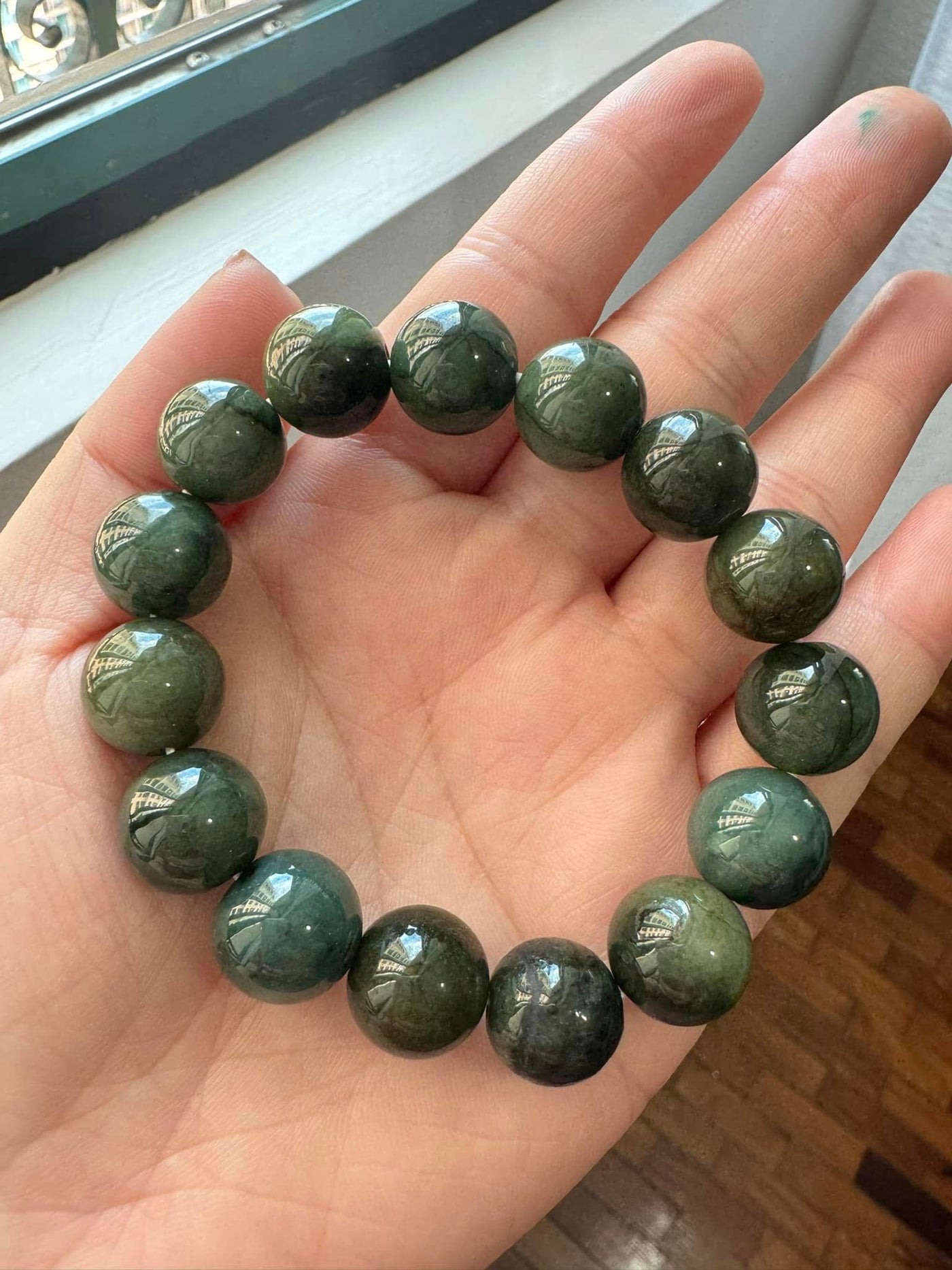 JEWELRY: Real Jade 12mm Bracelet