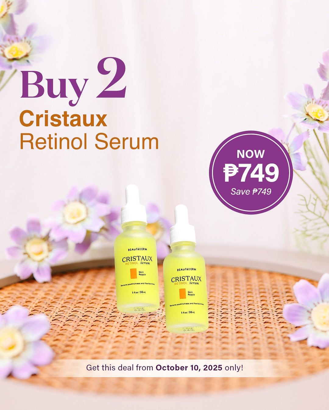 Buy 1 Take 1 Cristaux Retinol Serum Skin Repair 30ml
