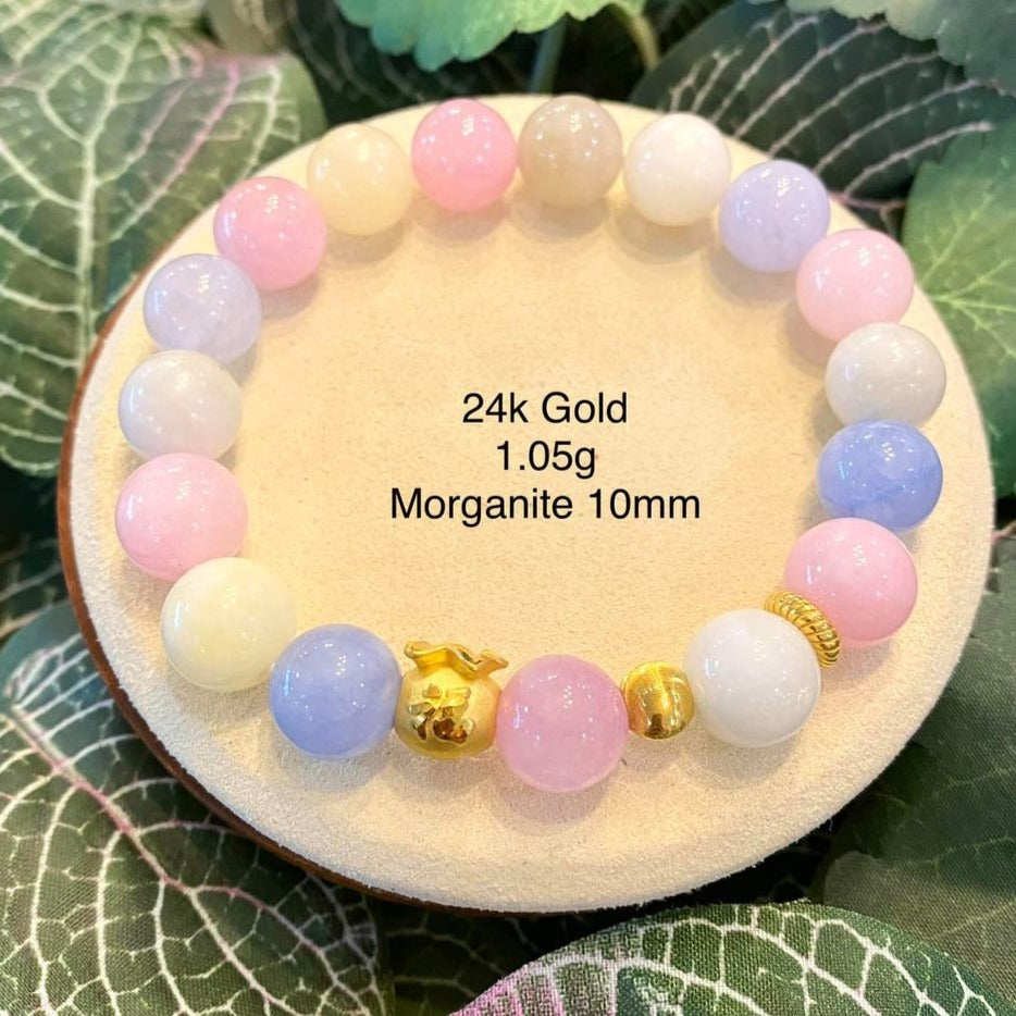 JEWELRY: 24k Money Bag Bracelet in Multicolor Morganite 10mm