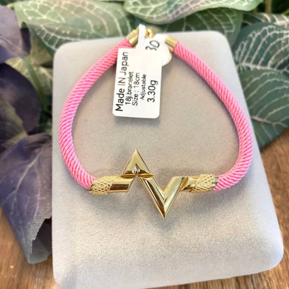 JEWELRY: 18k Gold Logo - Pink Bracelet